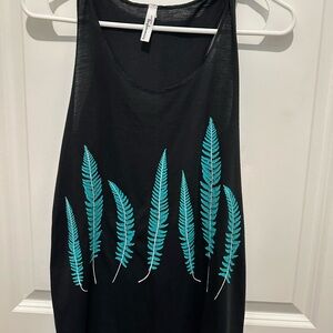 Fashionomics Black Top with Teal Design